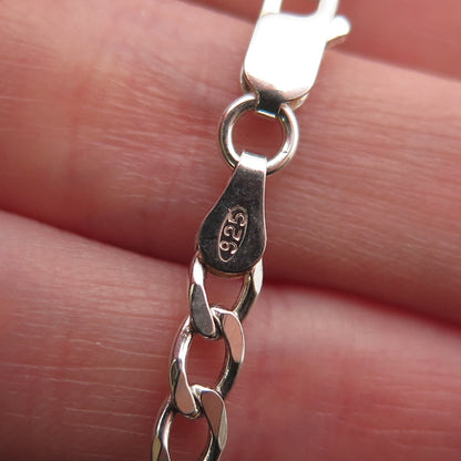 925 Sterling Silver Vintage Italy Figaro Link Bracelet 8.25"