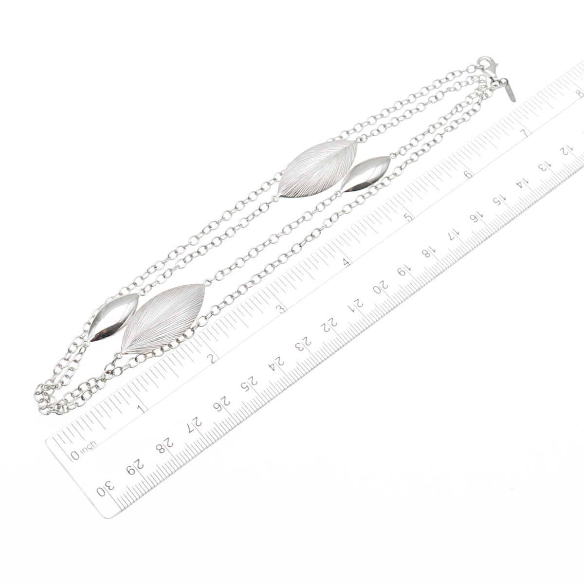 925 Sterling Silver Petal Station Cable Chain Necklace 28"