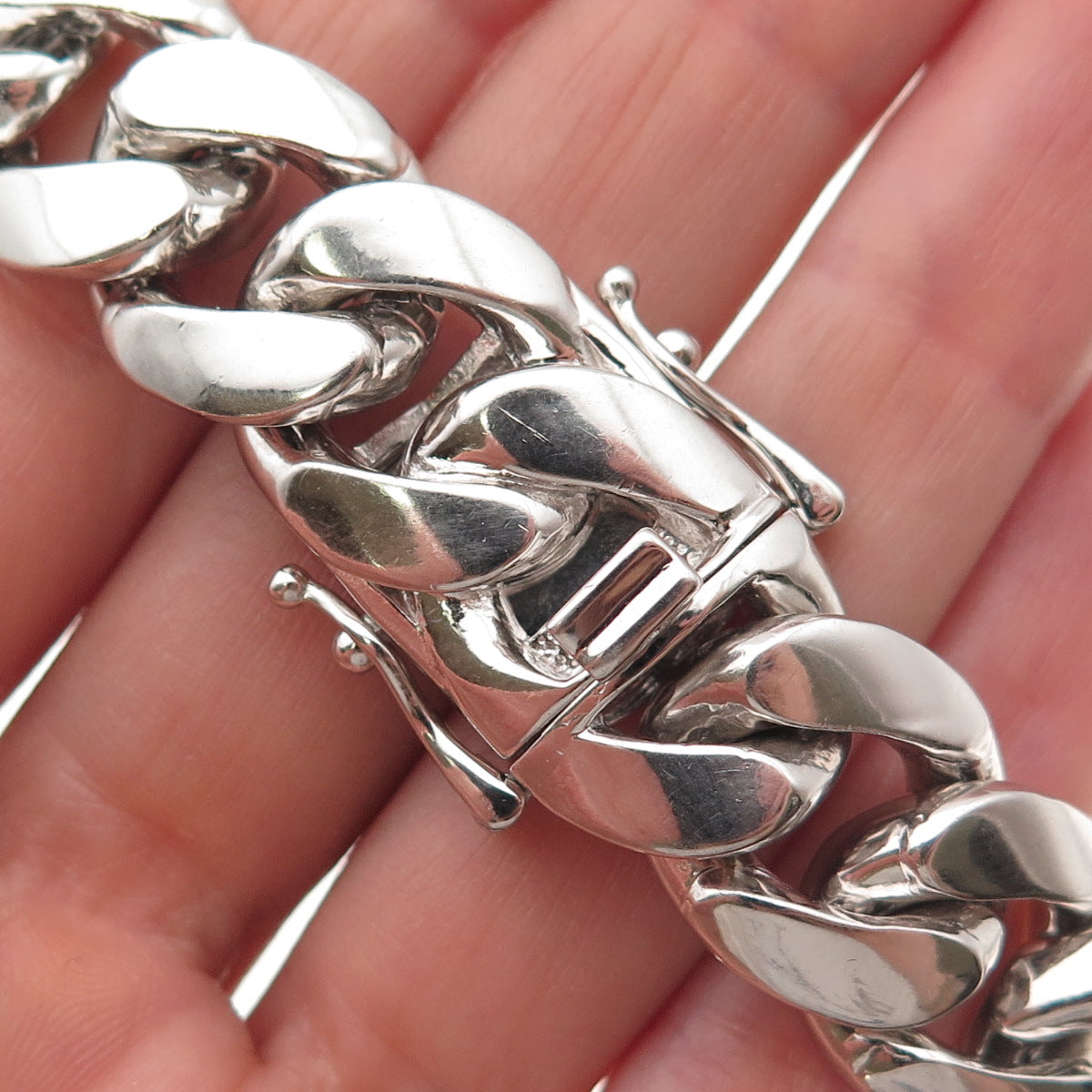 Aminov 925 Sterling Silver Hollow Cuban Link Bracelet 8.25"