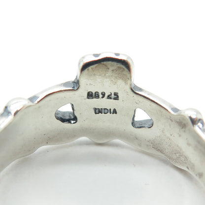 925 Sterling Silver Vintage Irish Claddagh Ring Size 9.25