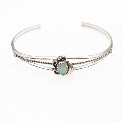 925 Sterling Silver Vintage Southwestern Real Opal Floral Adjustable Bracelet 6"