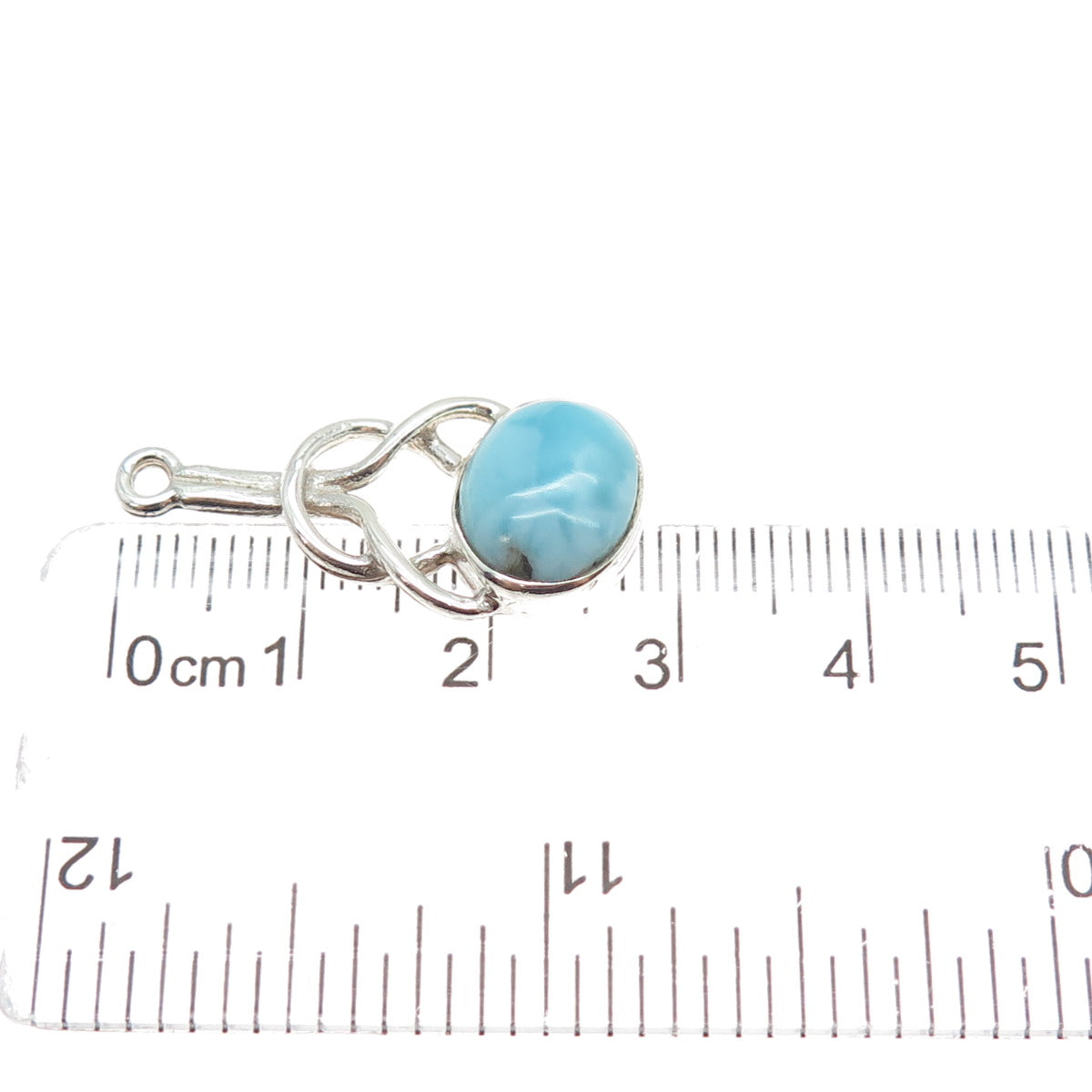 925 Sterling Silver Vintage Real Larimar Modernist Love Knot Pendant
