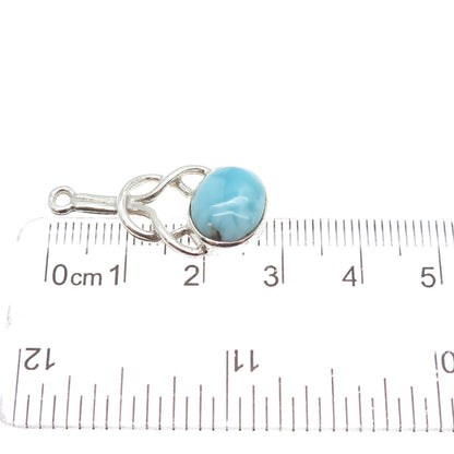 925 Sterling Silver Vintage Real Larimar Modernist Love Knot Pendant