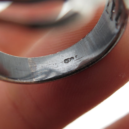 925 Sterling Silver Vintage Modernist Wavy Oxidized Ring Size 7.25