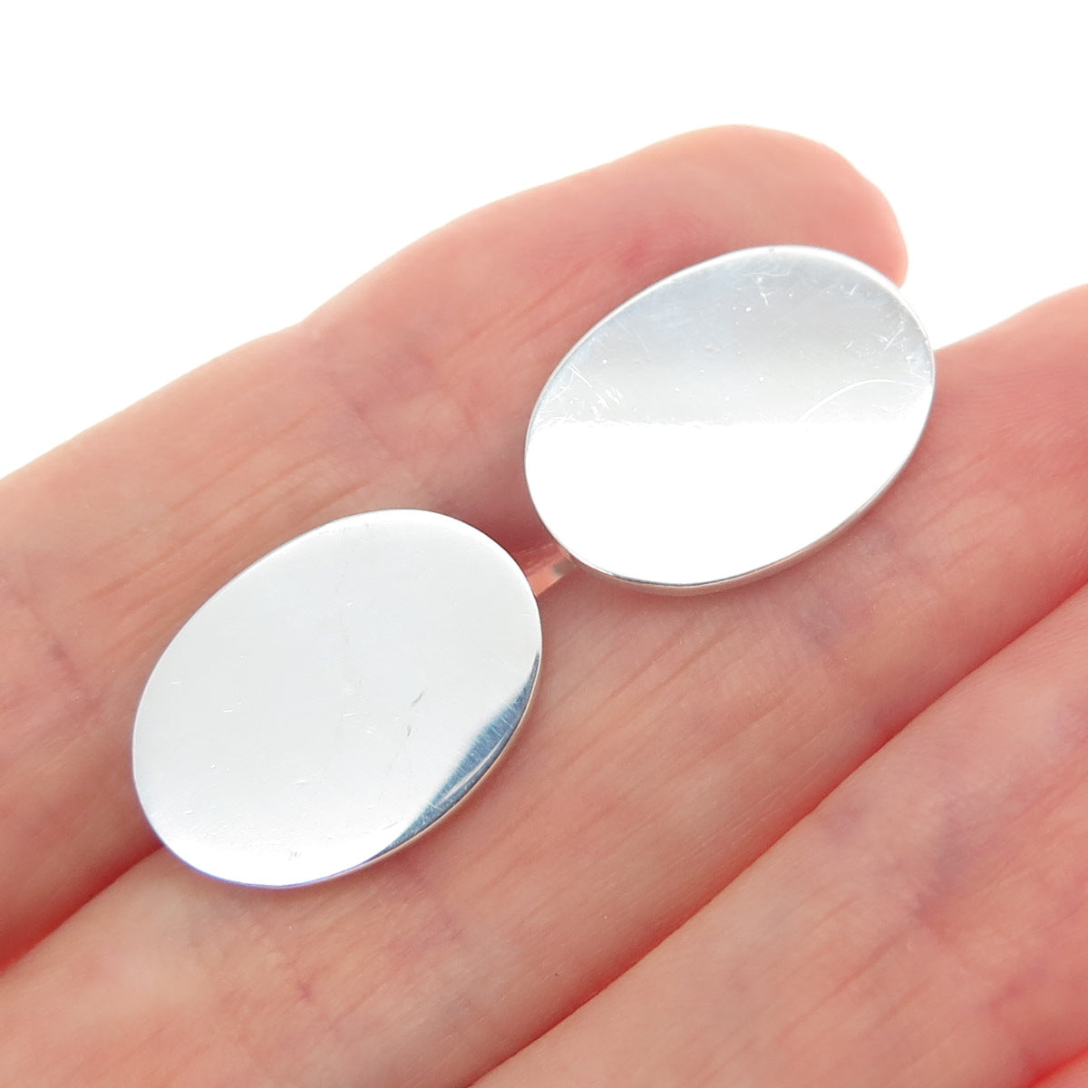 RAMSDEN & ROED 925 Sterling Silver Vintage 1990 Birmingham Oval Cufflinks