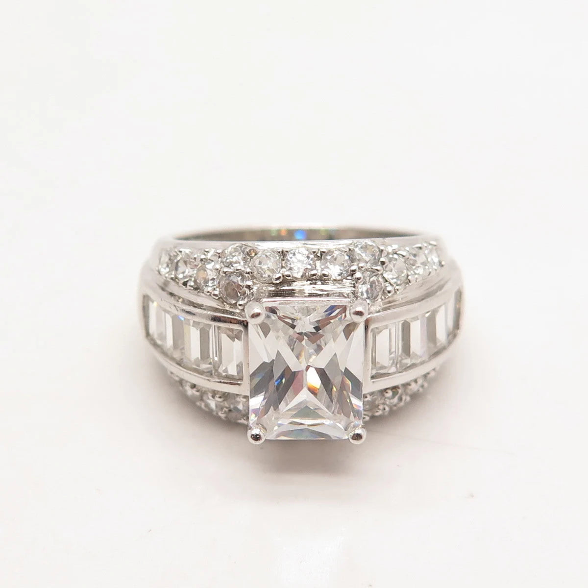 925 Sterling Silver Ross Simons Emerald-Cut C Z Ring Size 8.25