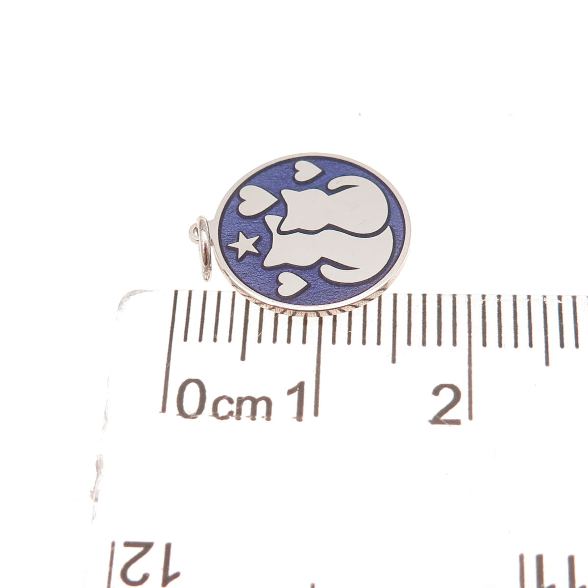 925 Sterling Silver Purple Enamel Cat Couple Charm Pendant