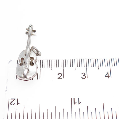 925 Sterling Silver Vintage Violin Music Instrument 3D Charm Pendant