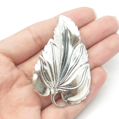 925 Sterling Silver Vintage Danecraft Leaf Floral Pin Brooch