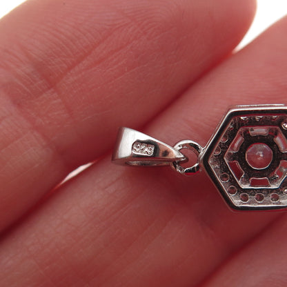 925 Sterling Silver Round-Cut C Z Mini Charm Pendant