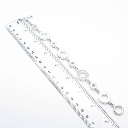 950 Silver Vintage Open Circle Link Bracelet 7.25"