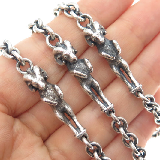 Theo Fennell Sterling Silver Vintage London Aries Zodiac Oxidized Necklace 40"