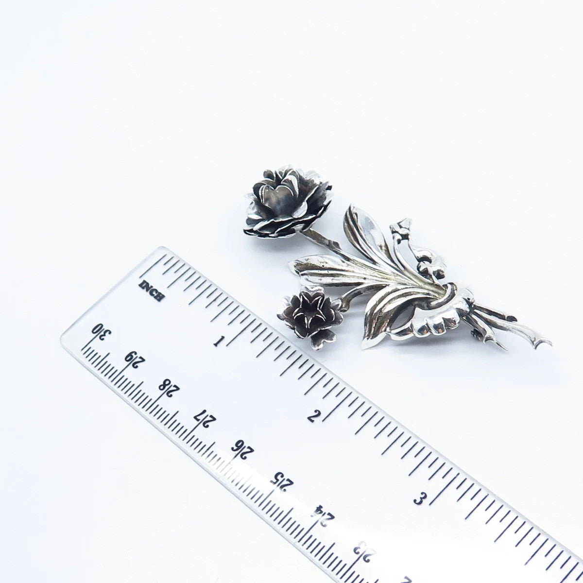 925 Sterling Silver Vintage Lang Rose Floral Brooch