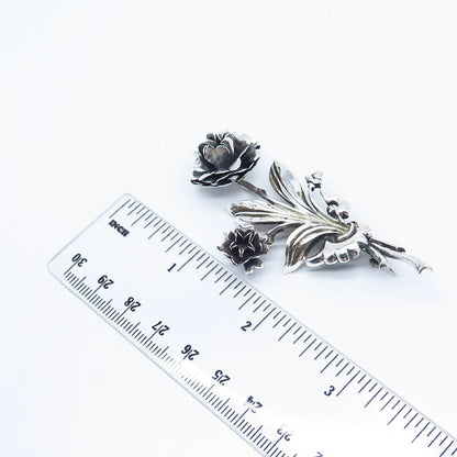 925 Sterling Silver Vintage Lang Rose Floral Brooch