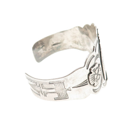 Old Pawn 925 Sterling Silver Vintage Thunderbird Adjustable Tribal Bracelet 7"