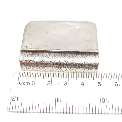 925 Sterling Silver Vintage Floral Book Pill / Snuff Box