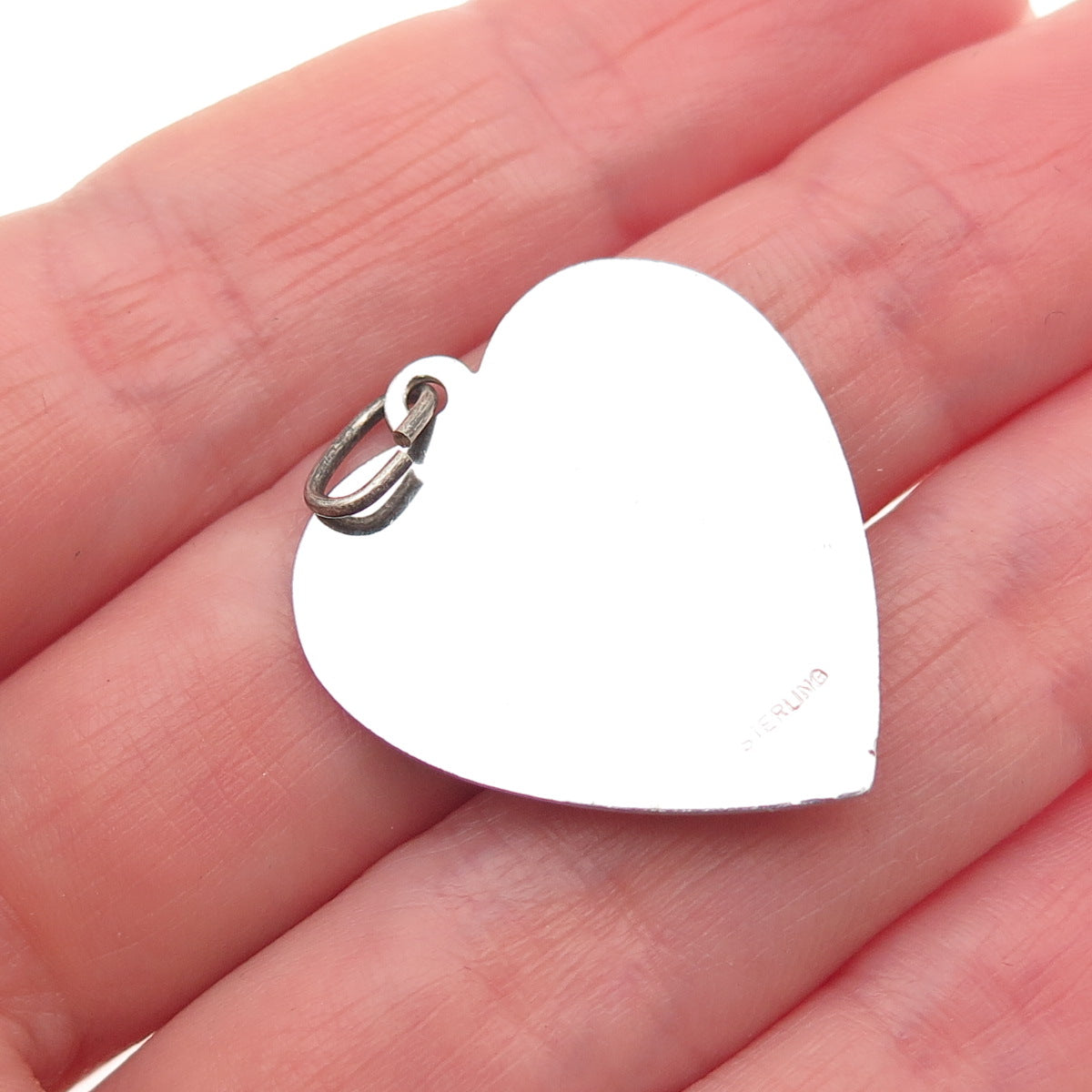 925 Sterling Silver Vintage Rhinestone A Date to Remember Heart Pendant