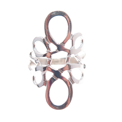 925 Sterling Silver Vintage Mexico Modernist Flower Ring Size 7.25