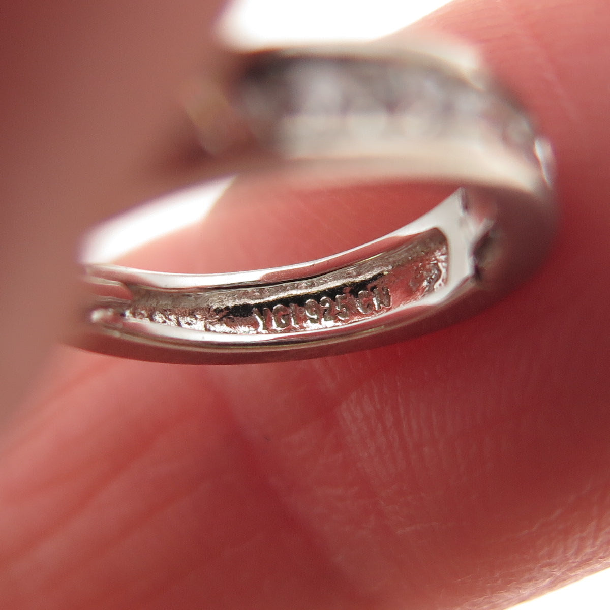 925 Sterling Silver Round-Cut C Z Hoop Earrings