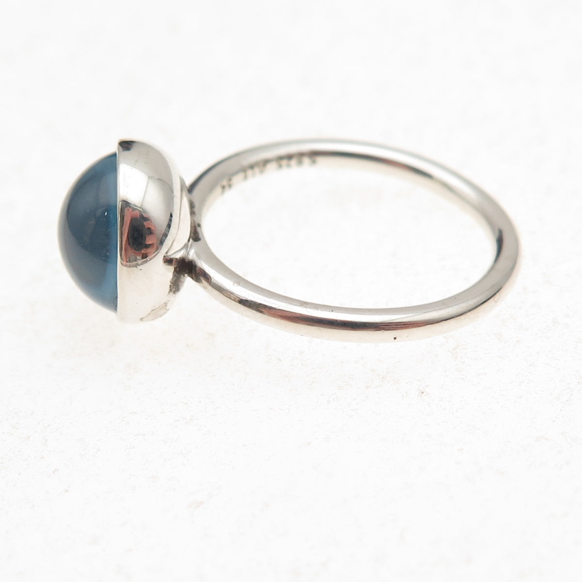 Pandora 925 Sterling Silver Aqua Blue Crystal Poetic Droplet Ring Size 7