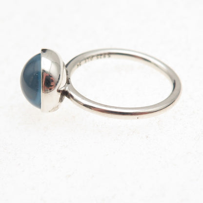 Pandora 925 Sterling Silver Aqua Blue Crystal Poetic Droplet Ring Size 7