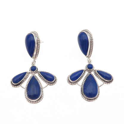 Jay King Desert Rose 925 Sterling Silver Vintage Real Lapis Modernist Earrings