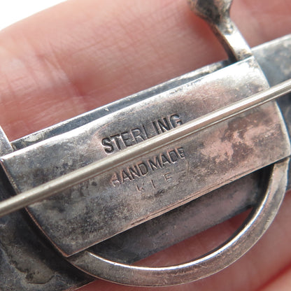 925 Sterling Silver Vintage KLE Handmade Golf Club Oxidized Pin Brooch
