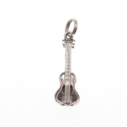 925 Sterling Silver Vintage Guitar Musical Instrument Charm Pendant