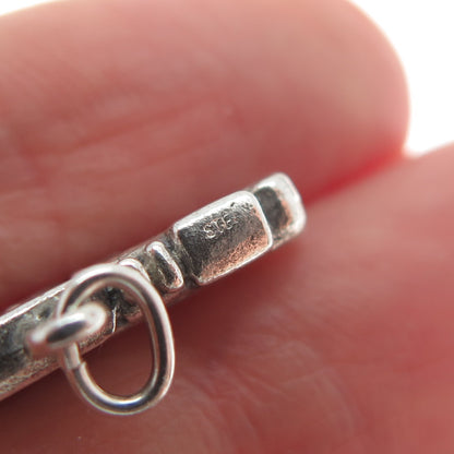 925 Sterling Silver Vintage Steam Train Travel Track Minimalist Charm Pendant