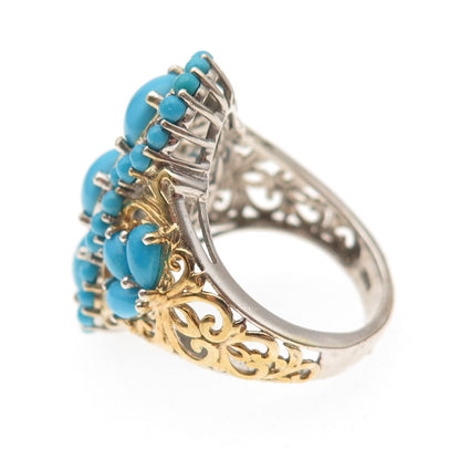 Chuck Clemency 925 Sterling 2-Tone Real Sleeping Beauty Turquoise Ring Size 8.25