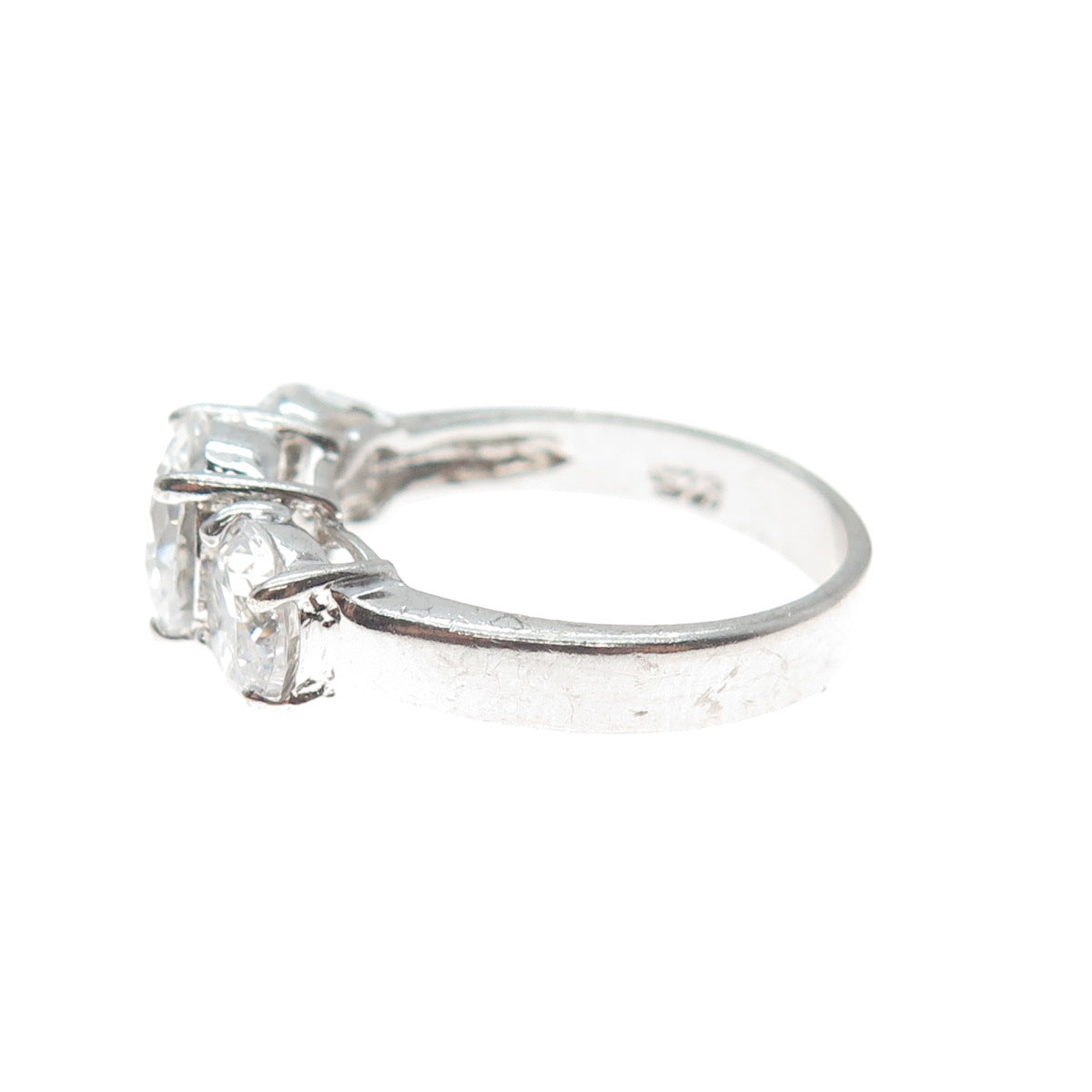 925 Sterling Silver Round-Cut C Z Engagement Ring Size 7.5