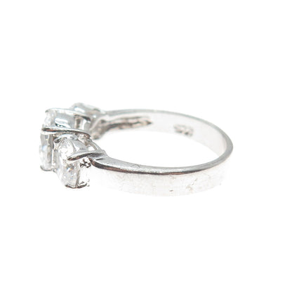 925 Sterling Silver Round-Cut C Z Engagement Ring Size 7.5