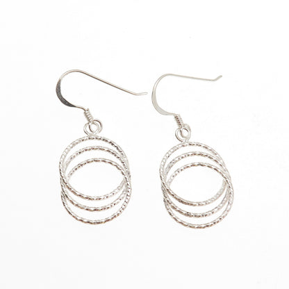 925 Sterling Silver Interlocked Circle Dangle Earrings