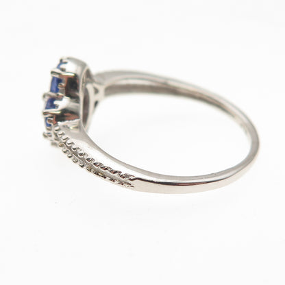 Chuck Clemency 925 Sterling Silver Real Iolite Floral Ring Size 7.25