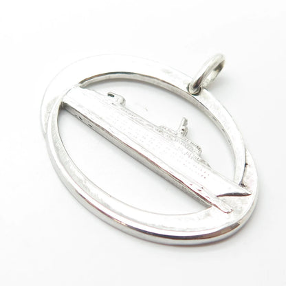 925 Sterling Silver Vintage Liner Ship Pendant