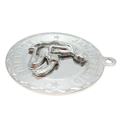 ELCO 925 Sterling Silver Vintage Aquarius Zodiac Sign Pendant