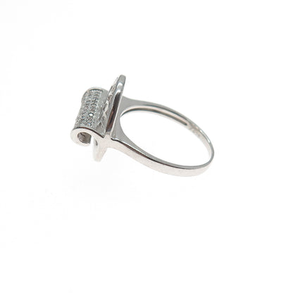 925 Sterling Silver Round-Cut C Z Modernist Lotus Ring Size 7