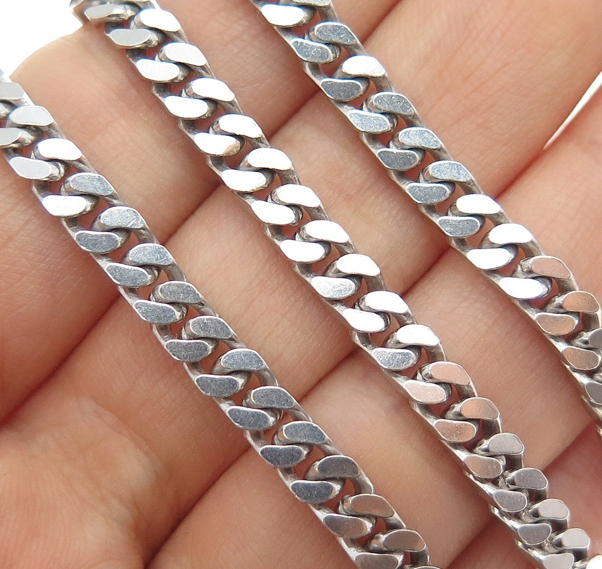 925 Sterling Silver Vintage Italy Cuban Chain Necklace 24"