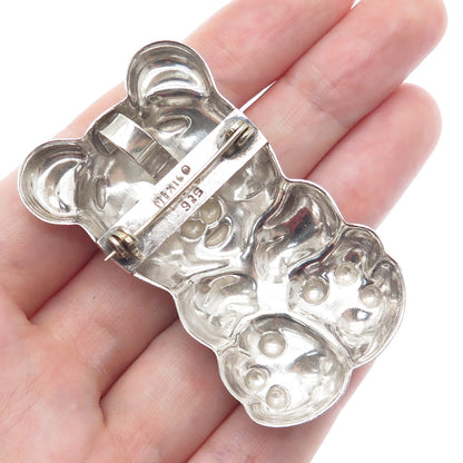 925 Sterling Silver Vintage Mexico Teddy Bear Pin Brooch / Pendant
