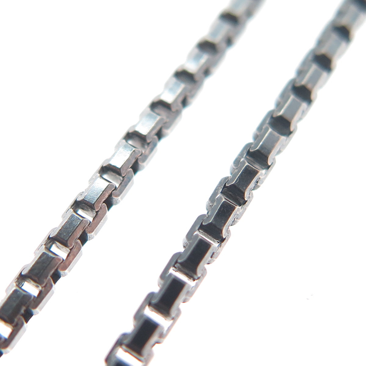 925 Sterling Silver Vintage Enamel Modernist Round Box Chain Necklace 22"