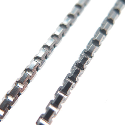 925 Sterling Silver Vintage Enamel Modernist Round Box Chain Necklace 22"