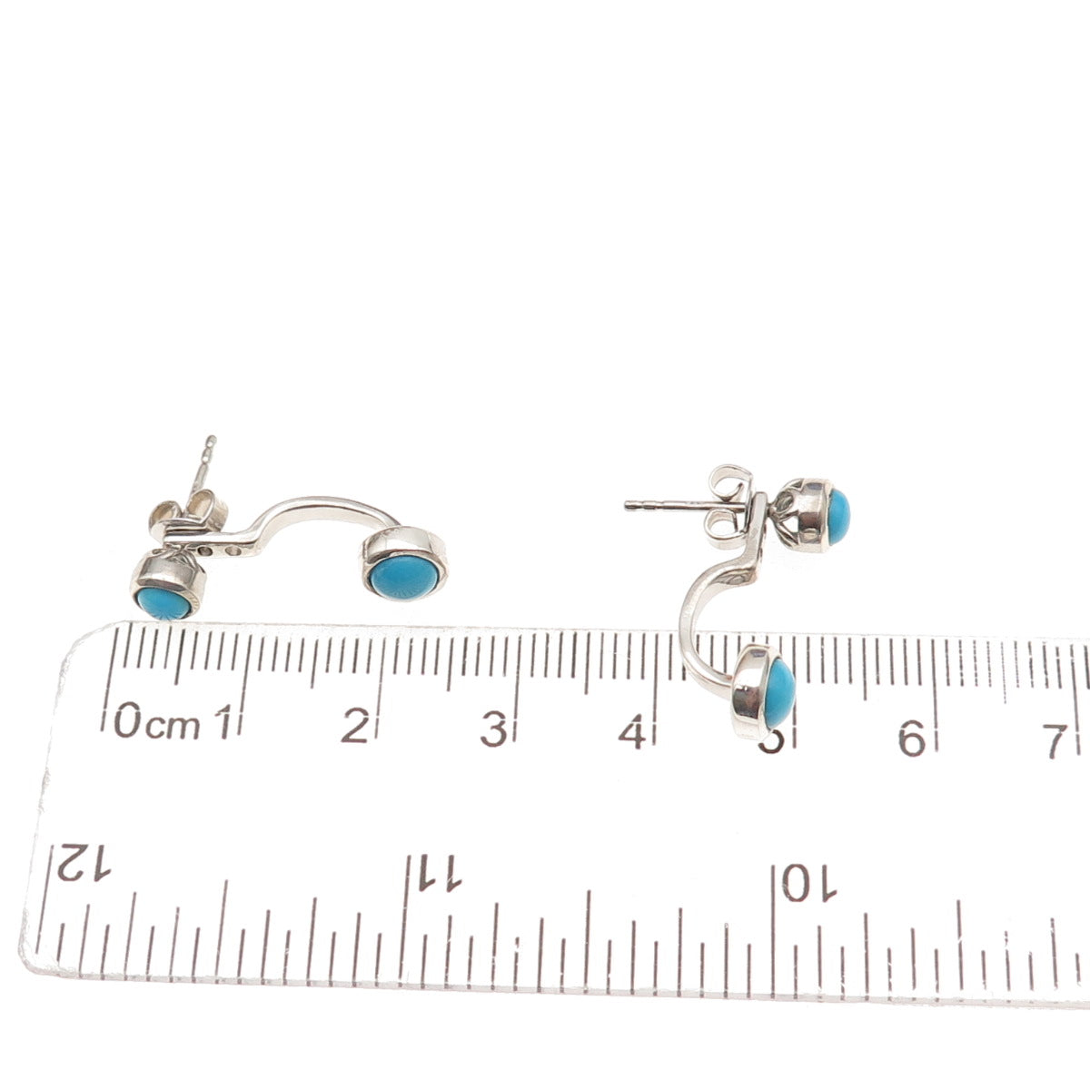D'Joy 925 Sterling Silver Real Sleeping Beauty Turquoise Stud / Jacket Earrings