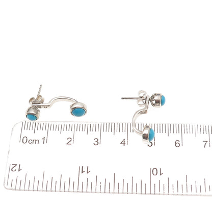 D'Joy 925 Sterling Silver Real Sleeping Beauty Turquoise Stud / Jacket Earrings