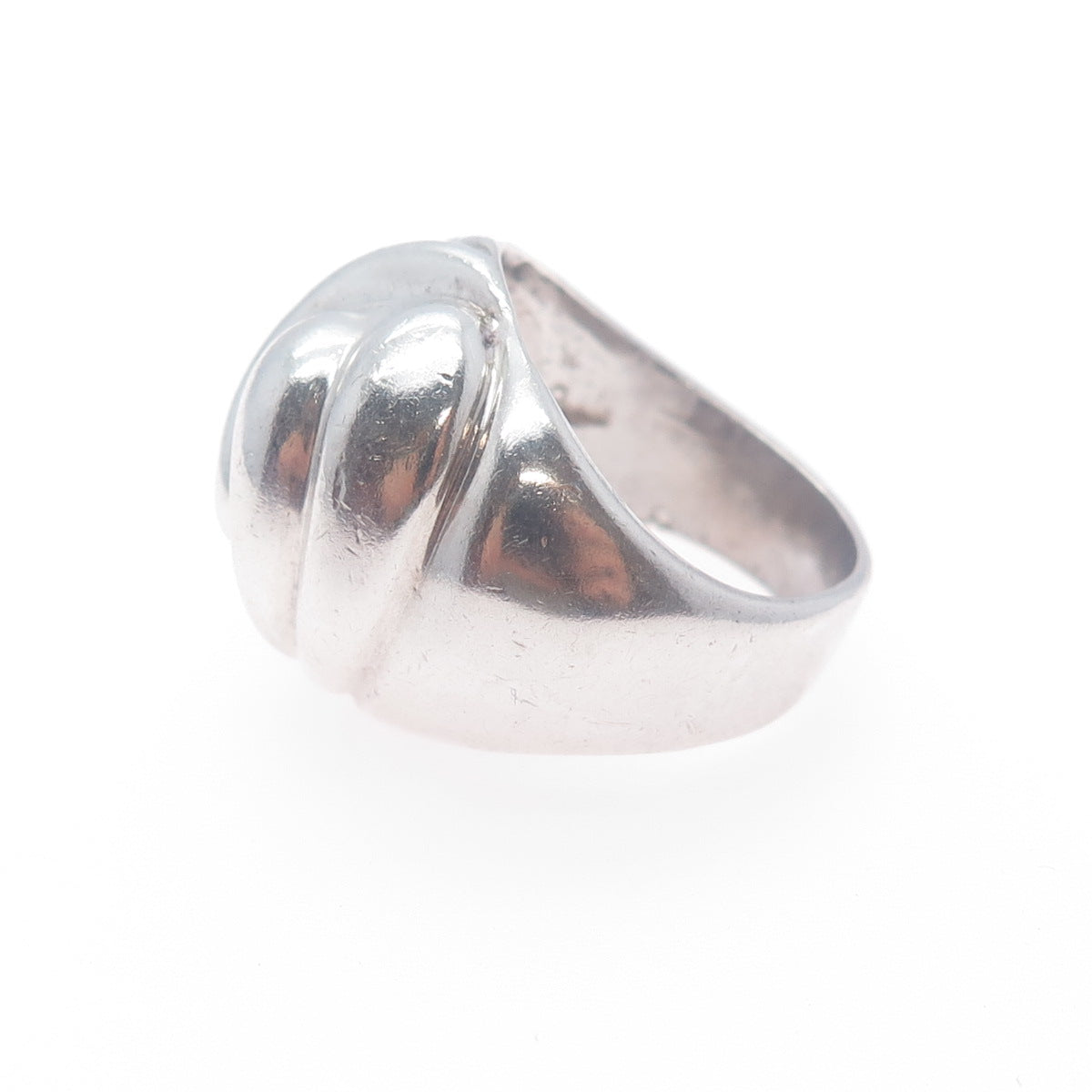 925 Sterling Silver Vintage Mexico Modernist Yin Yang Dome Ring Size 8.5