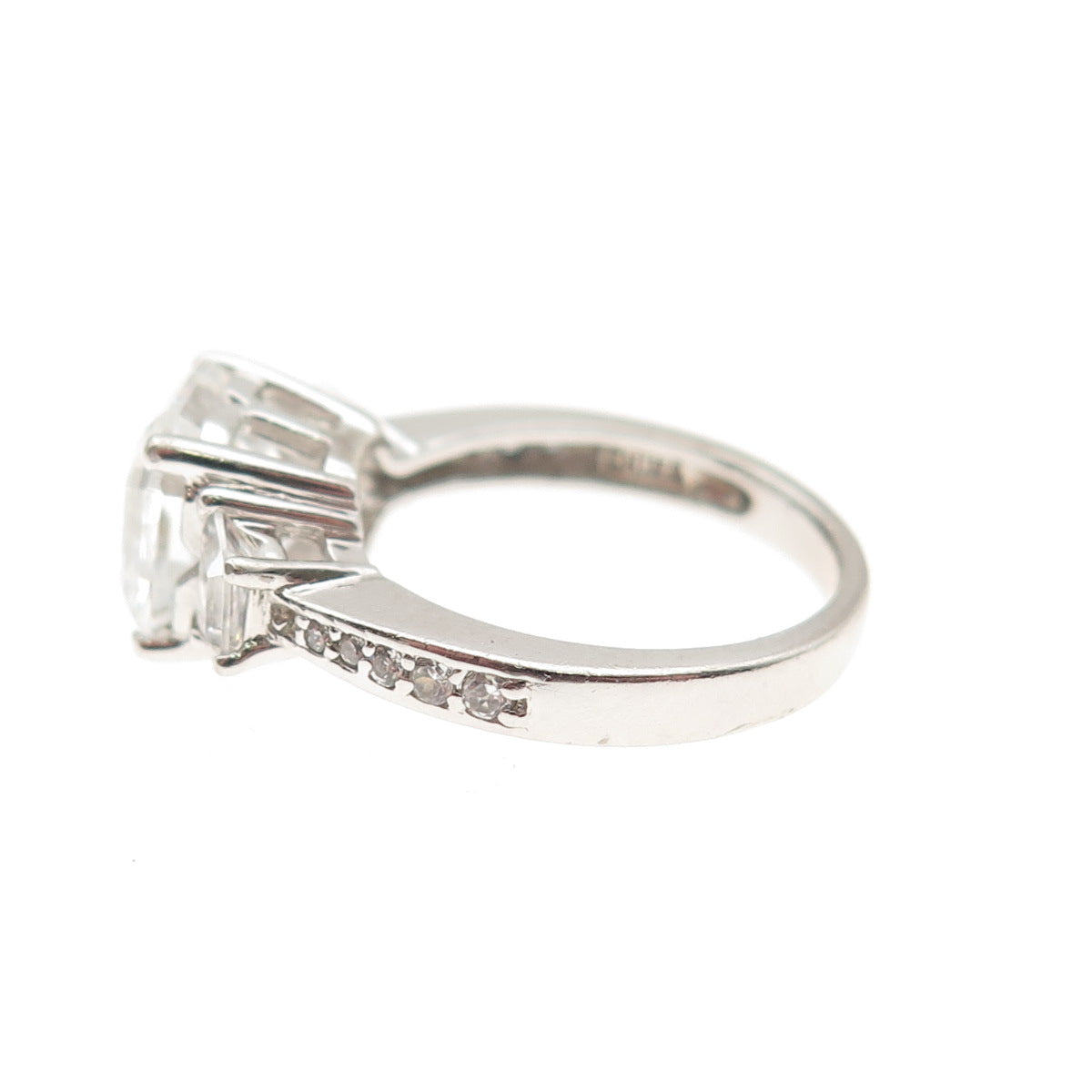 925 Sterling Silver Multi-Cut C Z Engagement Ring Size 5