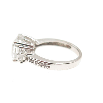 925 Sterling Silver Multi-Cut C Z Engagement Ring Size 5