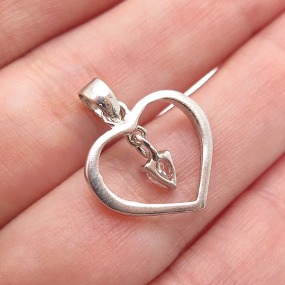 925 Sterling Silver Pear-Cut C Z Heart Minimalist Charm Pendant