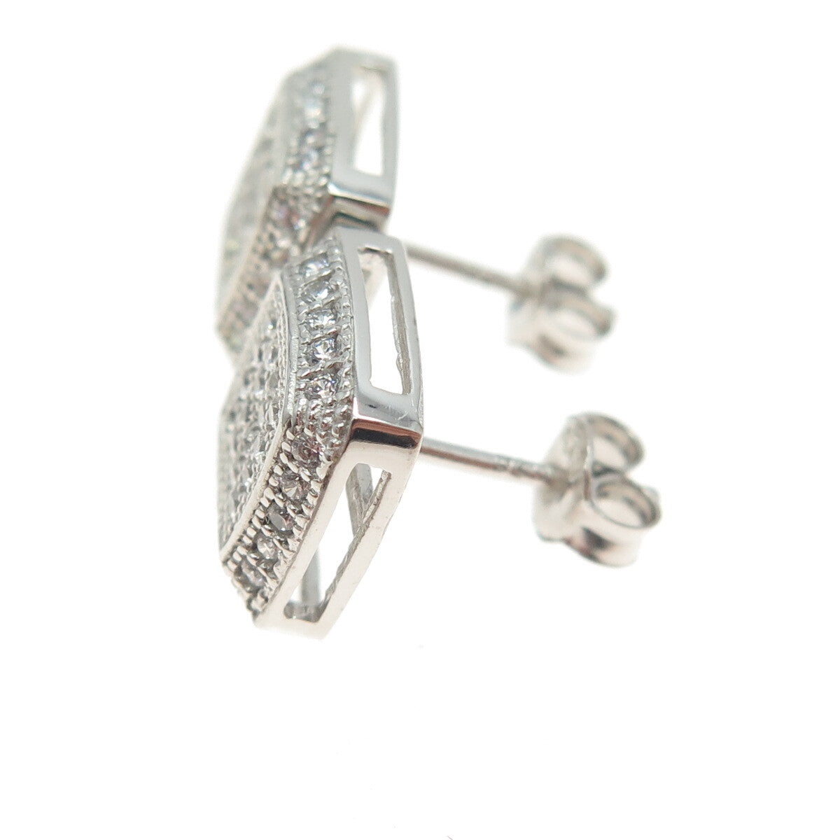 925 Sterling Silver Round-Cut C Z Cushion Stud Earrings