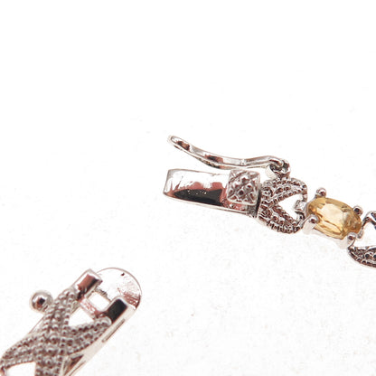 Dee Berkle 925 Sterling Silver Real Diamond & Citrine Infinity Link Bracelet 7"