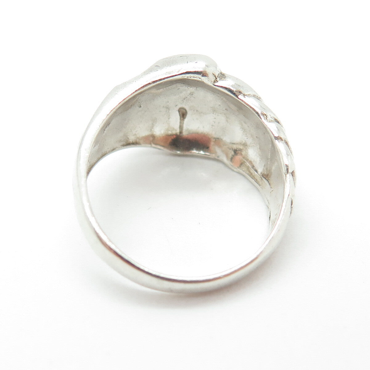 925 Sterling Silver Vintage Diamond-Cut Overlap Ring Size 5.75